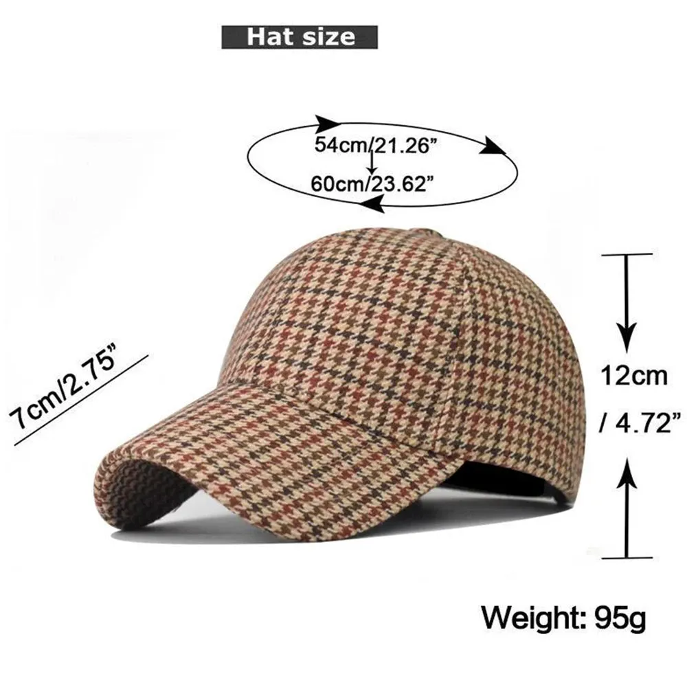 Vintage Brown Plaid Baseball Cap