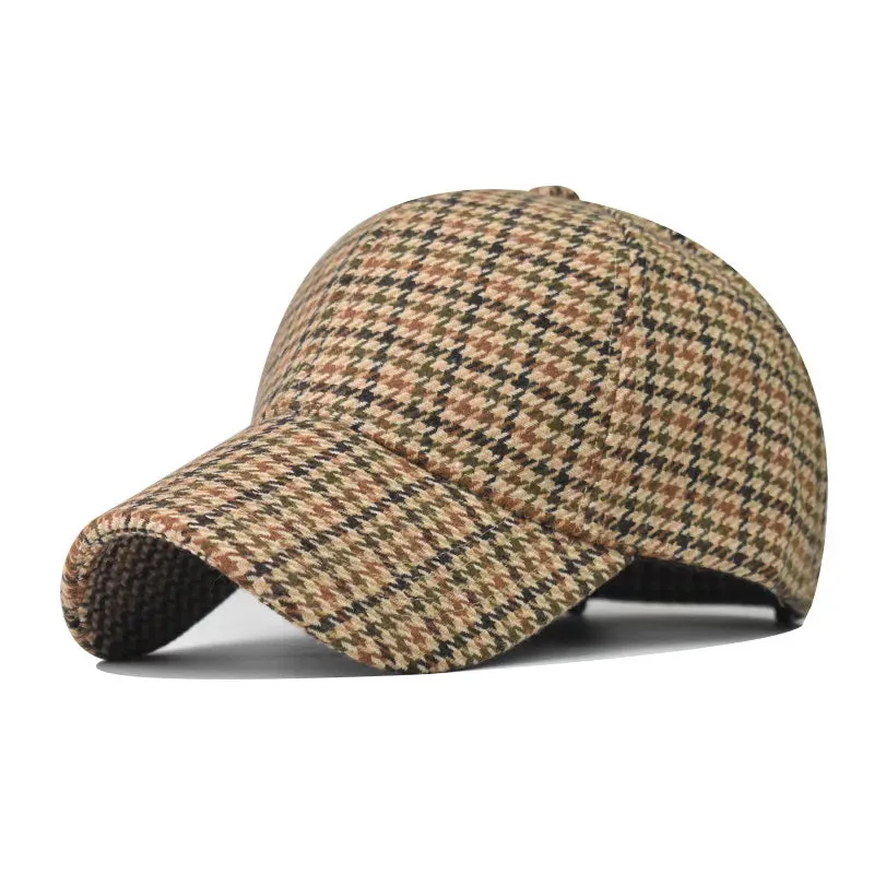Vintage Brown Plaid Baseball Cap