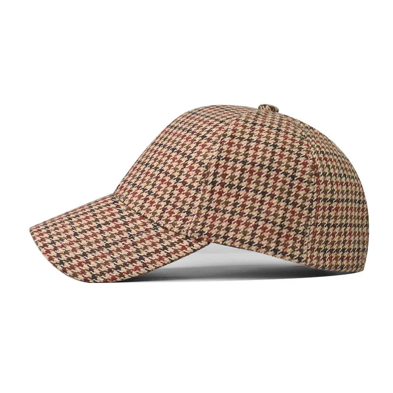 Vintage Brown Plaid Baseball Cap