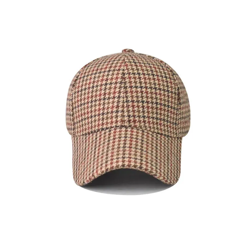 Vintage Brown Plaid Baseball Cap