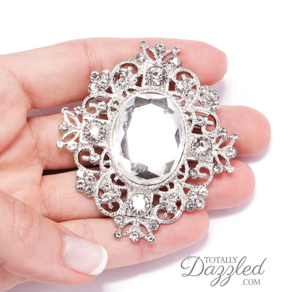 VINTAGE CRYSTAL BROOCH 1pcs