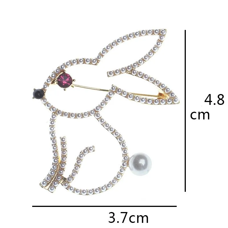 Vintage Crystal Hollow Bunny Brooches for Women Cute Bow Rhinestone Rabbit Animal Office Casual Brooch Girls Cartoon Pins Gifts