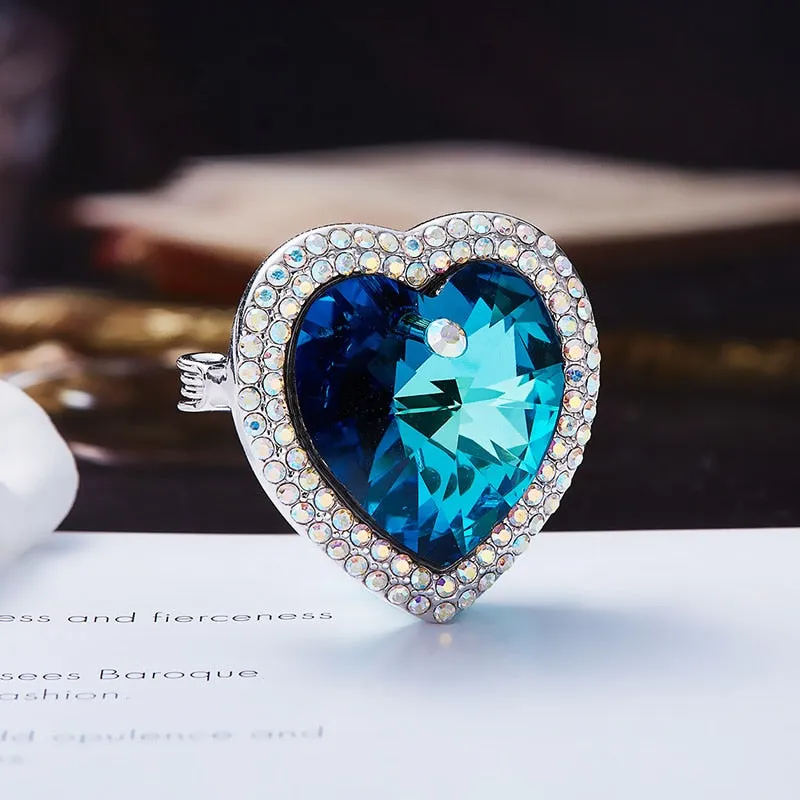 Vintage Ocean Blue Crystal Brooches