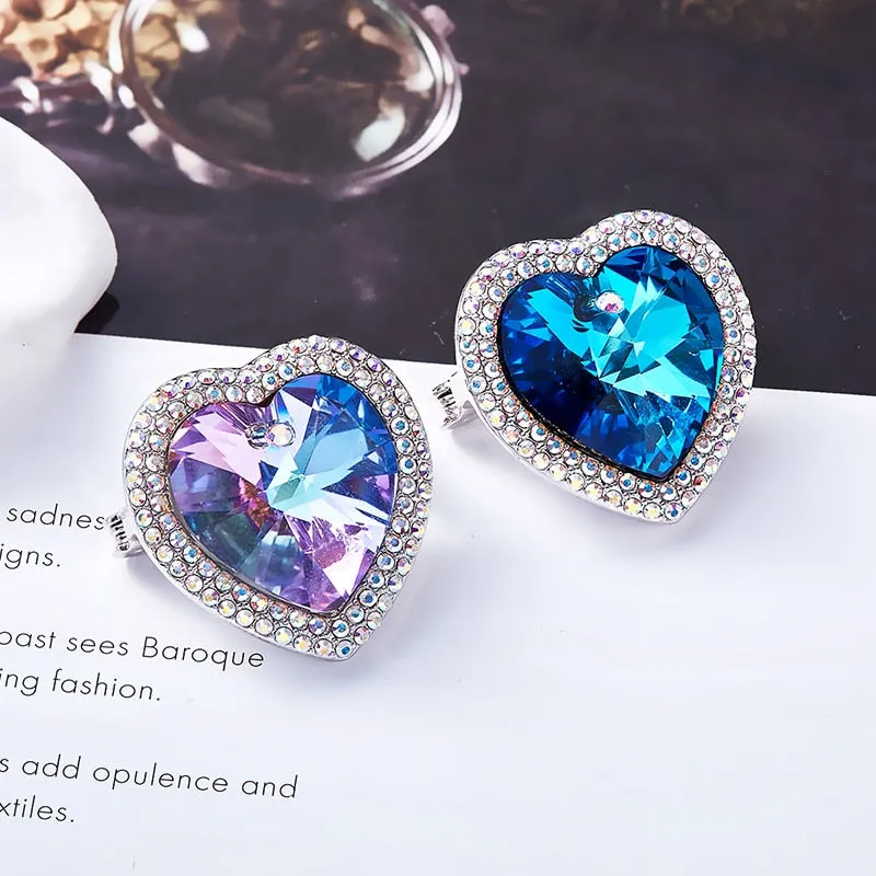 Vintage Ocean Blue Crystal Brooches