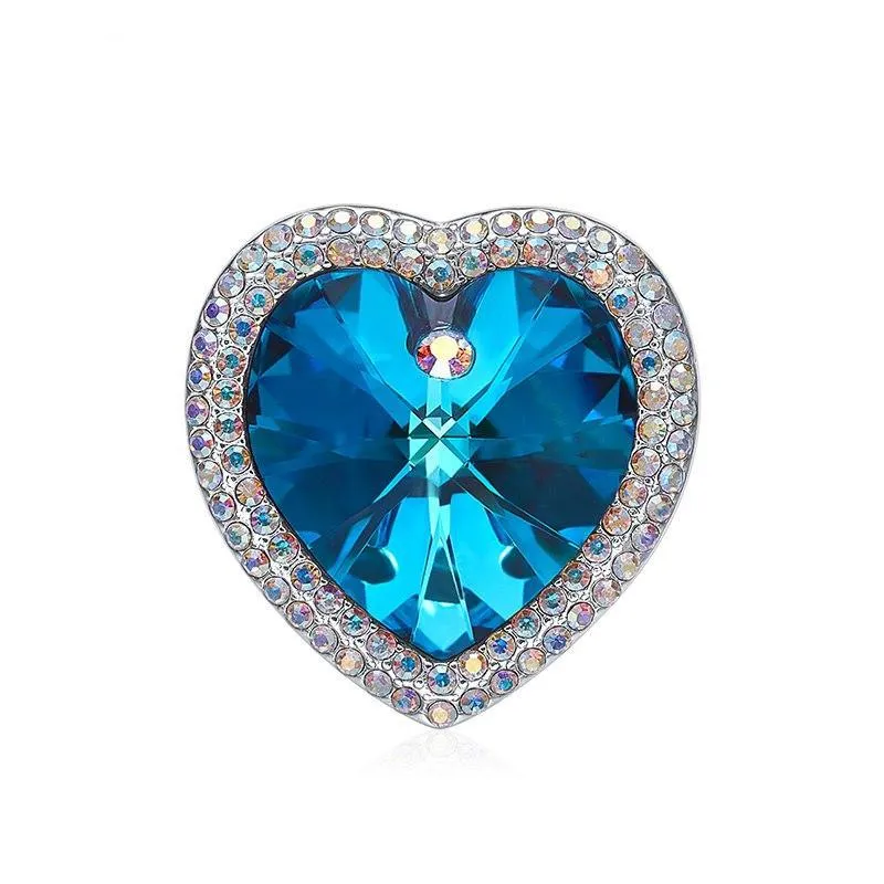 Vintage Ocean Blue Crystal Brooches