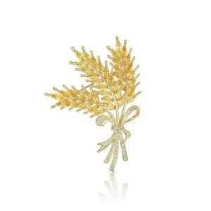 Wheat Ear Crystal-Embedded Brooch