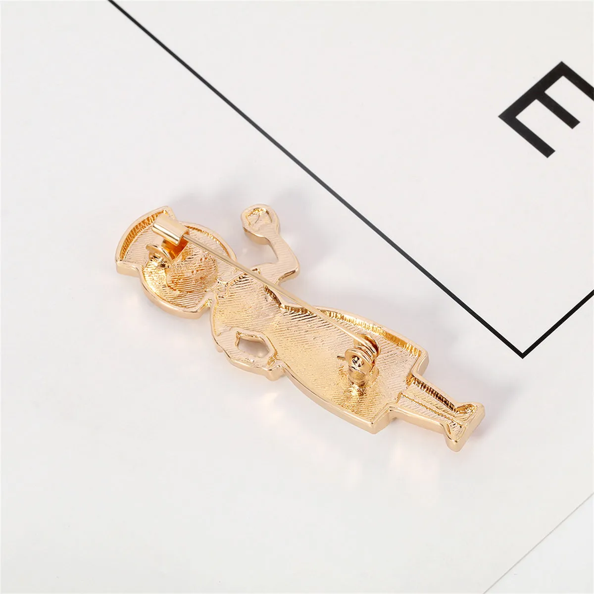 White Enamel & 18K Gold-Plated Nurse Brooch