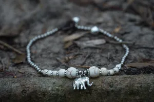 White Howlite Elephant Charm Bracelet