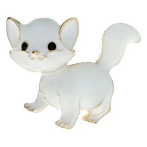 White Kitten Enamel  Brooch