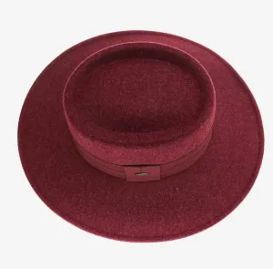 Wide Ribbon Band Fabric C.C Panama Hat-Heather Wine