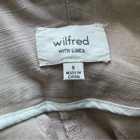 Wilfred‎ Aritzia Marne Shorts High Rise Linen Blend Size 8 Tan