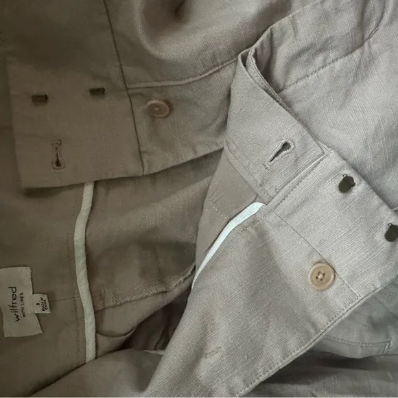 Wilfred‎ Aritzia Marne Shorts High Rise Linen Blend Size 8 Tan