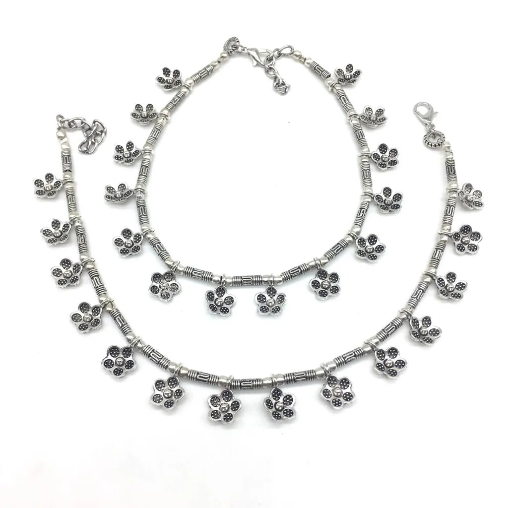 Women Anklets with Oxidised Silver Plated Alloy Indian Style Anklets Payal