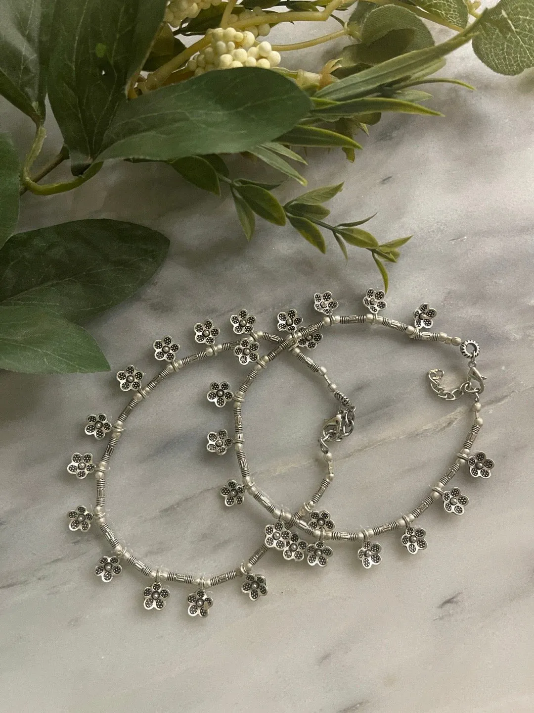Women Anklets with Oxidised Silver Plated Alloy Indian Style Anklets Payal