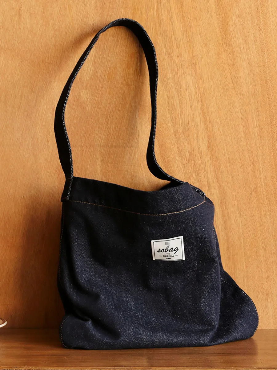 Women Blue Denim Shoulder Tote Bag Denim Medium Size Tote Crossbody Bag for Men