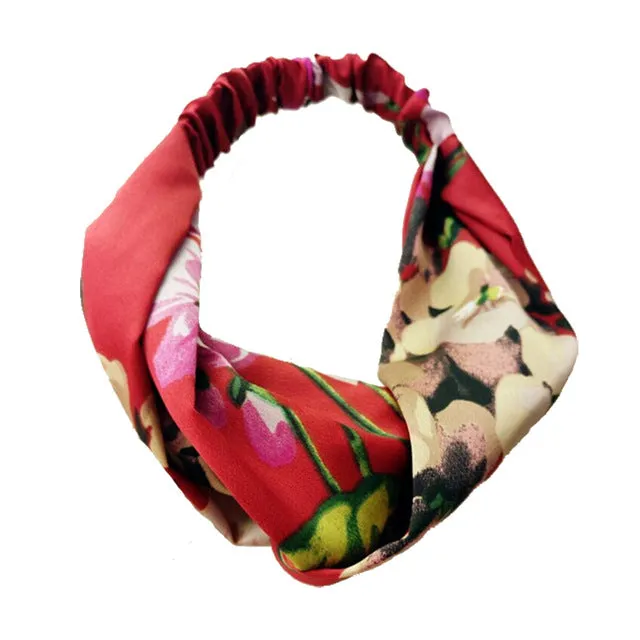 Women Flora Printed Headband Rope Elastic Hair Bands Hair Gum Clip Women Female Turban Hair Accessories haarbanden voor vrouwen