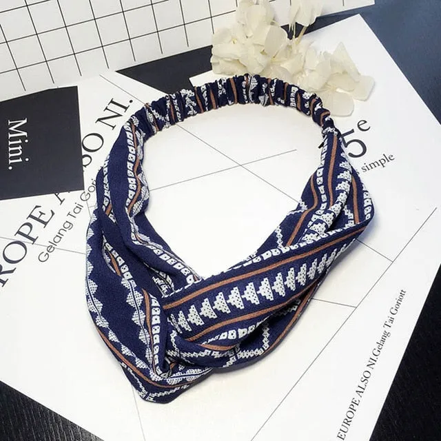 Women Flora Printed Headband Rope Elastic Hair Bands Hair Gum Clip Women Female Turban Hair Accessories haarbanden voor vrouwen