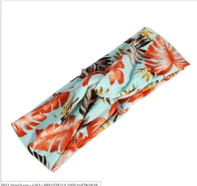 Women Flora Printed Headband Rope Elastic Hair Bands Hair Gum Clip Women Female Turban Hair Accessories haarbanden voor vrouwen