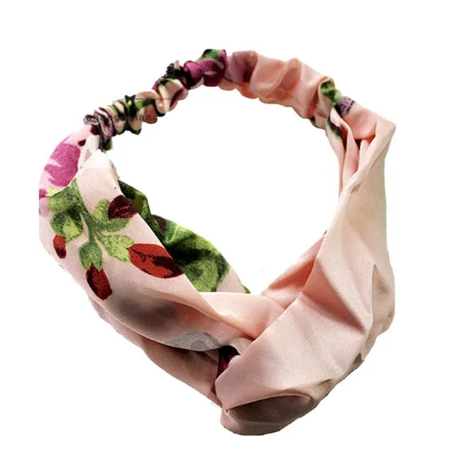 Women Flora Printed Headband Rope Elastic Hair Bands Hair Gum Clip Women Female Turban Hair Accessories haarbanden voor vrouwen