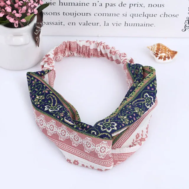 Women Flora Printed Headband Rope Elastic Hair Bands Hair Gum Clip Women Female Turban Hair Accessories haarbanden voor vrouwen
