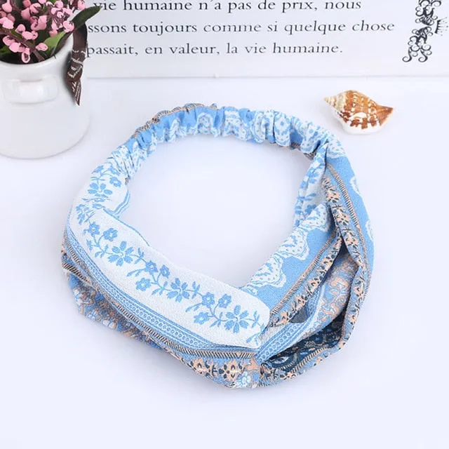 Women Flora Printed Headband Rope Elastic Hair Bands Hair Gum Clip Women Female Turban Hair Accessories haarbanden voor vrouwen