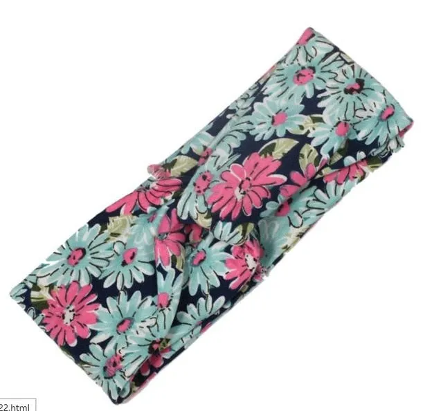 Women Flora Printed Headband Rope Elastic Hair Bands Hair Gum Clip Women Female Turban Hair Accessories haarbanden voor vrouwen