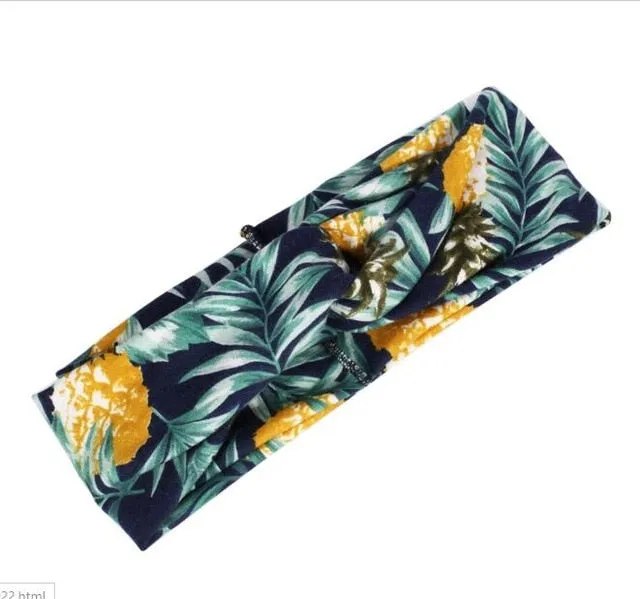 Women Flora Printed Headband Rope Elastic Hair Bands Hair Gum Clip Women Female Turban Hair Accessories haarbanden voor vrouwen