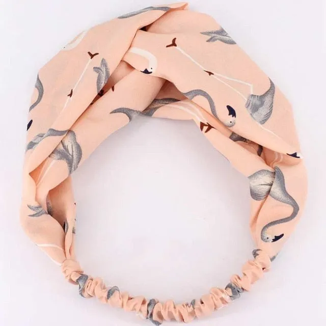 Women Flora Printed Headband Rope Elastic Hair Bands Hair Gum Clip Women Female Turban Hair Accessories haarbanden voor vrouwen