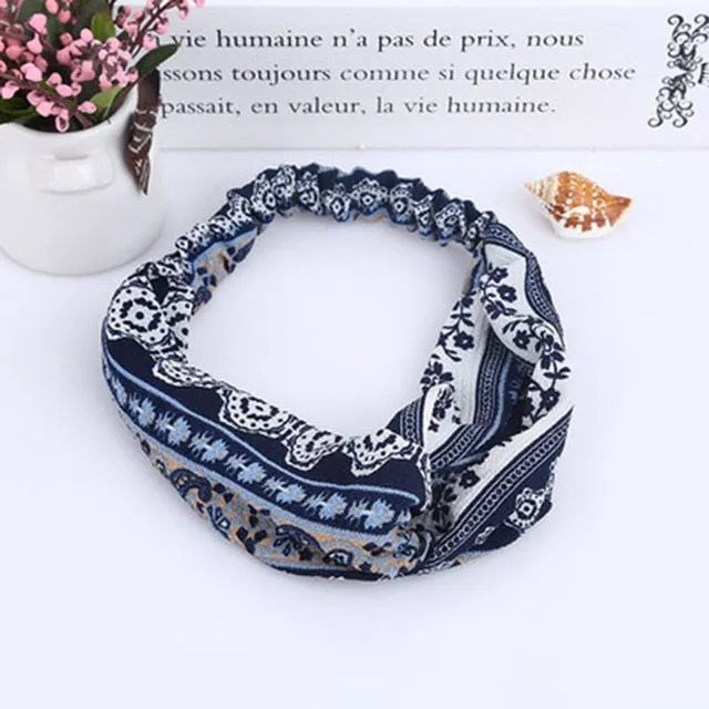 Women Flora Printed Headband Rope Elastic Hair Bands Hair Gum Clip Women Female Turban Hair Accessories haarbanden voor vrouwen