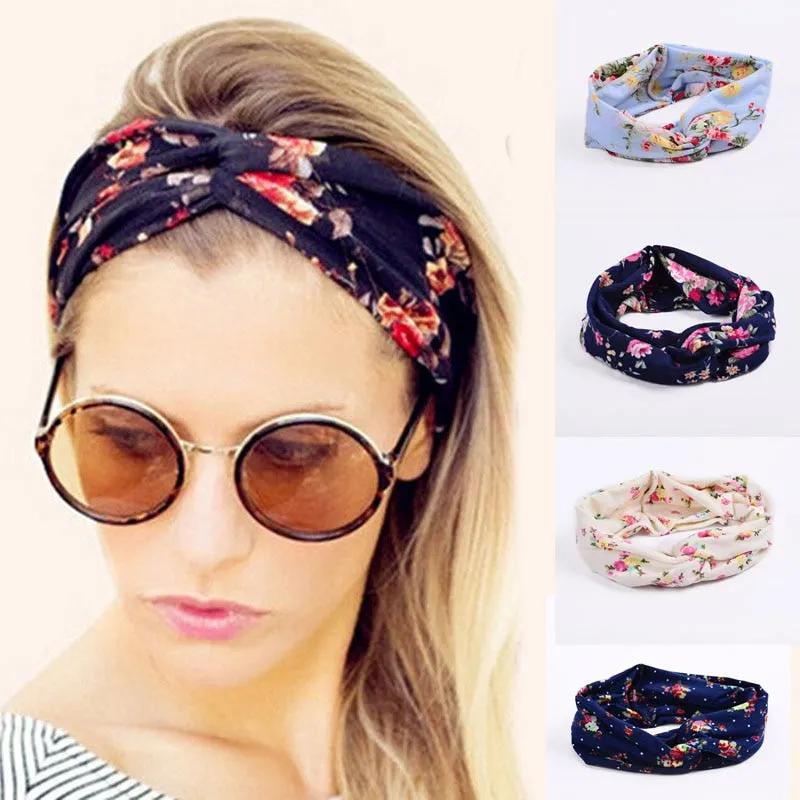 Women Flora Printed Headband Rope Elastic Hair Bands Hair Gum Clip Women Female Turban Hair Accessories haarbanden voor vrouwen