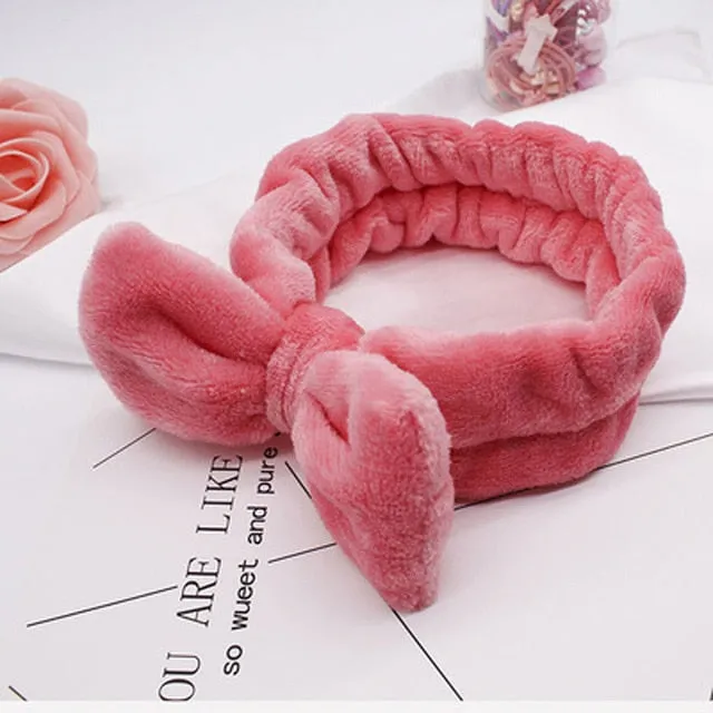 Women's Butterfly Bow Hair Band Fashion OMG Letters Wash Face Headband Girls Headwear Hairbands Coral Fleece Hair Accessories