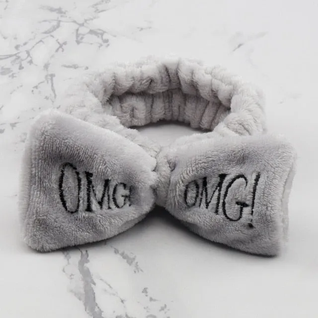 Women's Butterfly Bow Hair Band Fashion OMG Letters Wash Face Headband Girls Headwear Hairbands Coral Fleece Hair Accessories