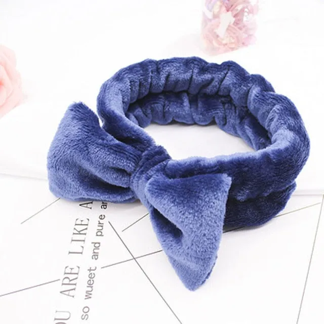 Women's Butterfly Bow Hair Band Fashion OMG Letters Wash Face Headband Girls Headwear Hairbands Coral Fleece Hair Accessories