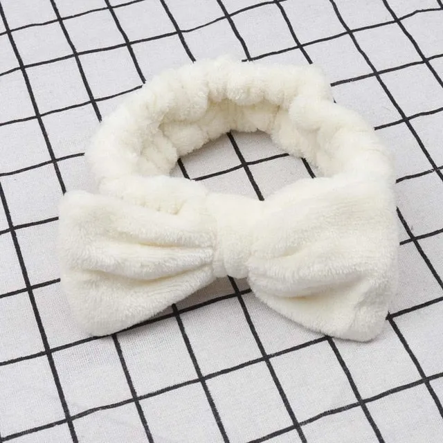 Women's Butterfly Bow Hair Band Fashion OMG Letters Wash Face Headband Girls Headwear Hairbands Coral Fleece Hair Accessories