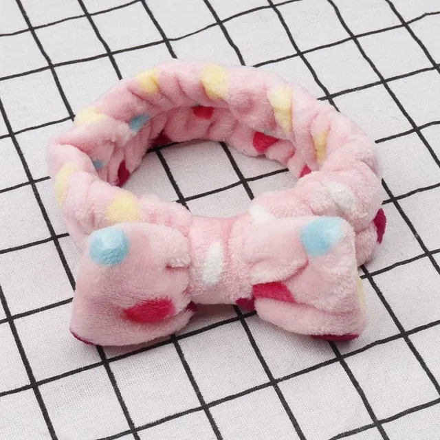 Women's Butterfly Bow Hair Band Fashion OMG Letters Wash Face Headband Girls Headwear Hairbands Coral Fleece Hair Accessories