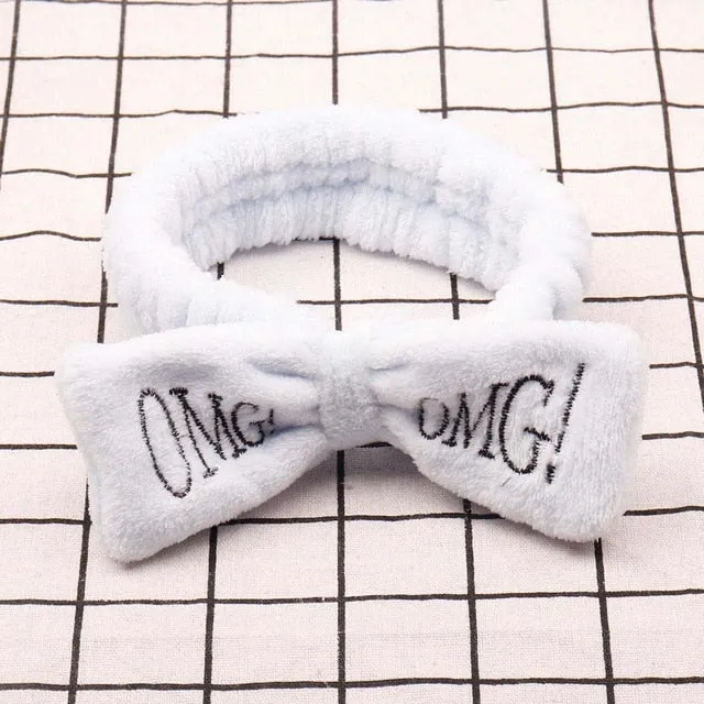 Women's Butterfly Bow Hair Band Fashion OMG Letters Wash Face Headband Girls Headwear Hairbands Coral Fleece Hair Accessories