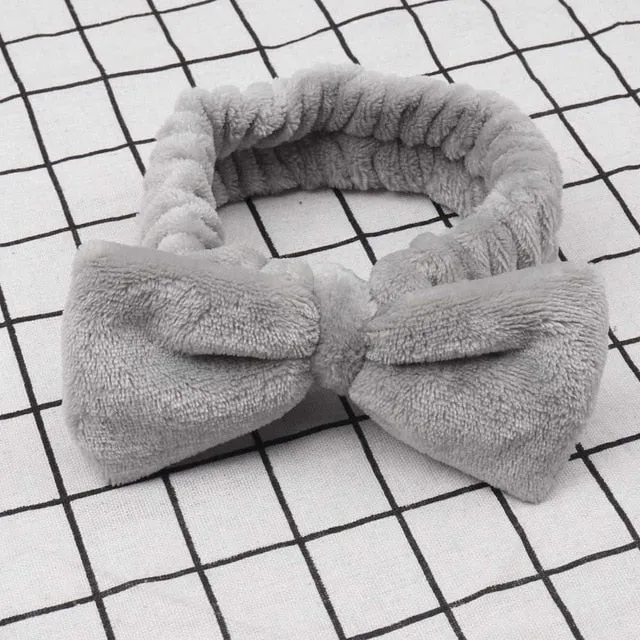 Women's Butterfly Bow Hair Band Fashion OMG Letters Wash Face Headband Girls Headwear Hairbands Coral Fleece Hair Accessories