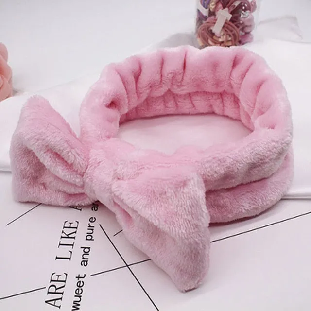 Women's Butterfly Bow Hair Band Fashion OMG Letters Wash Face Headband Girls Headwear Hairbands Coral Fleece Hair Accessories