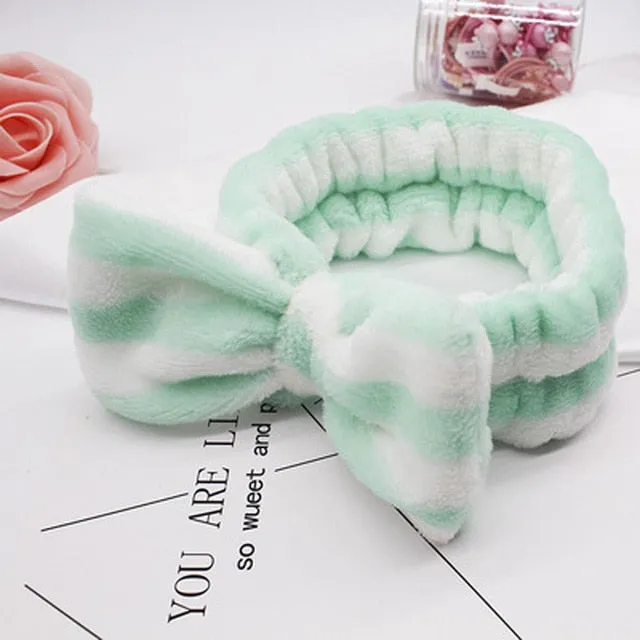 Women's Butterfly Bow Hair Band Fashion OMG Letters Wash Face Headband Girls Headwear Hairbands Coral Fleece Hair Accessories