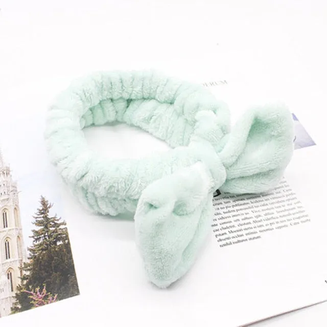 Women's Butterfly Bow Hair Band Fashion OMG Letters Wash Face Headband Girls Headwear Hairbands Coral Fleece Hair Accessories