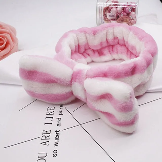 Women's Butterfly Bow Hair Band Fashion OMG Letters Wash Face Headband Girls Headwear Hairbands Coral Fleece Hair Accessories