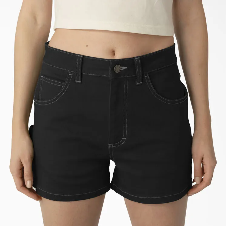 Womens Dickies 2.5" High Rise Carpenter Short - Black