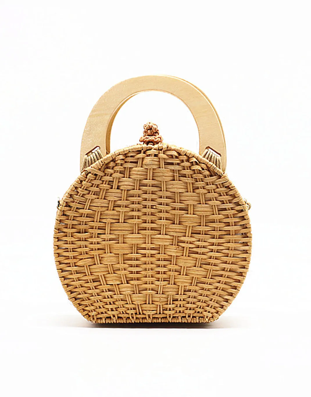 Women's Handmade Braided Tropical Bags Straw Cross Body Bag Detachable Shoulder Strap