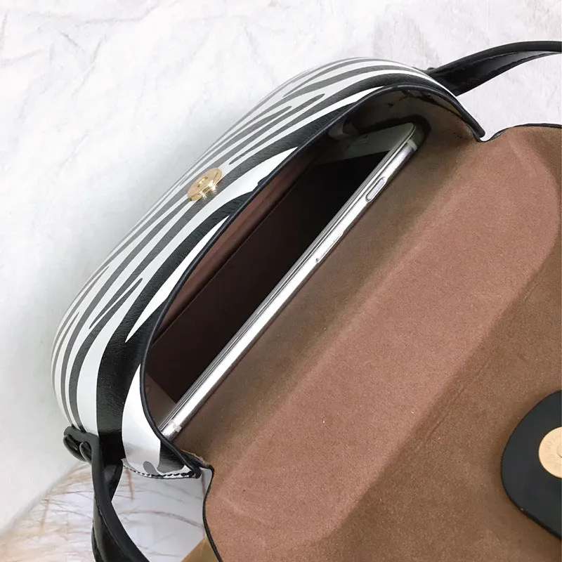 Women's Zebra Pattern Horseshoe Saddle Mini Cell Bags