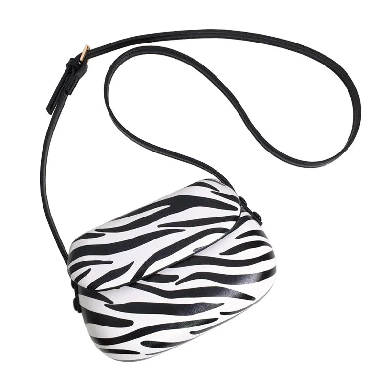 Women's Zebra Pattern Horseshoe Saddle Mini Cell Bags