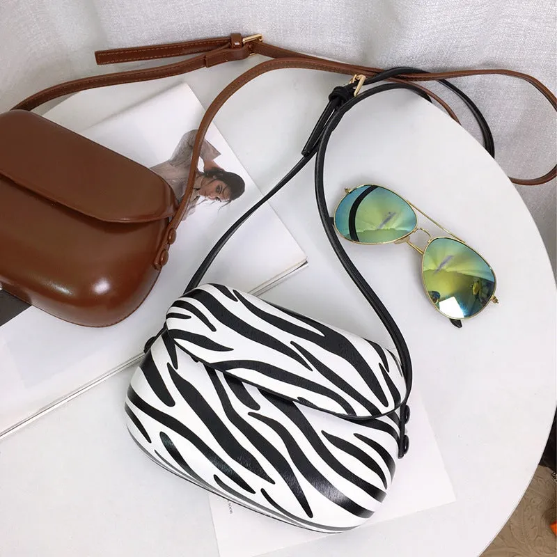 Women's Zebra Pattern Horseshoe Saddle Mini Cell Bags