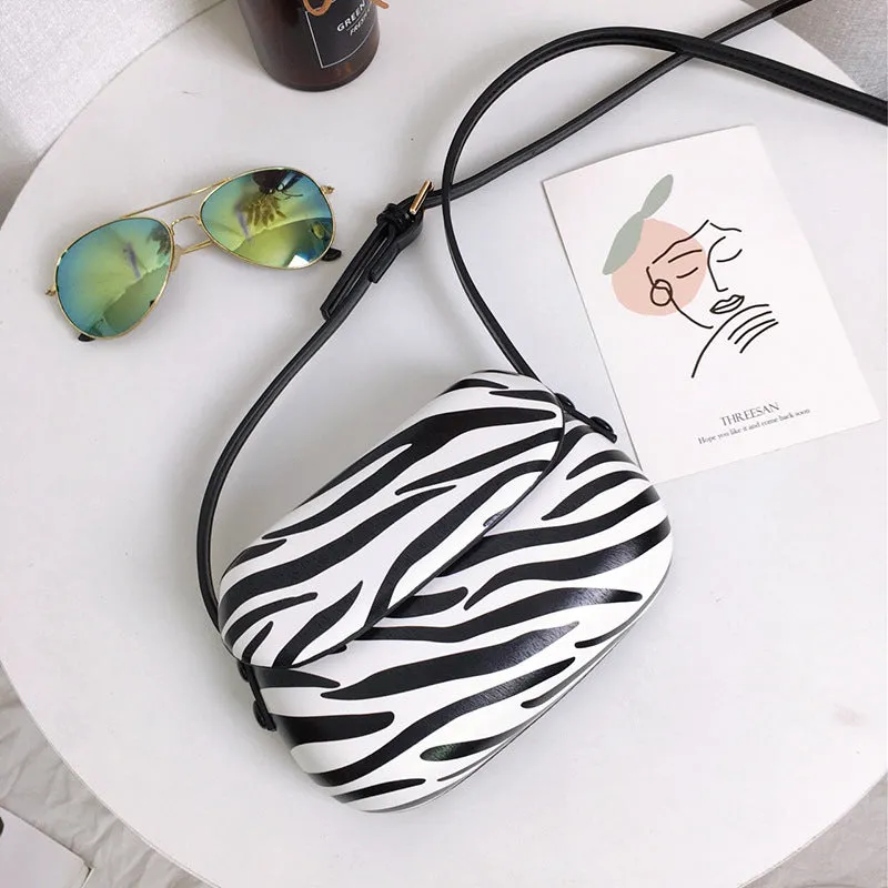 Women's Zebra Pattern Horseshoe Saddle Mini Cell Bags