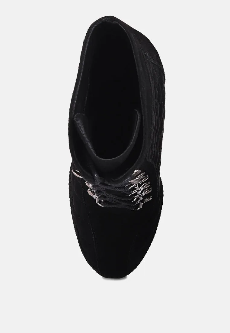 Yoko Fine Suede Quilted Ankle Boots By Ruw