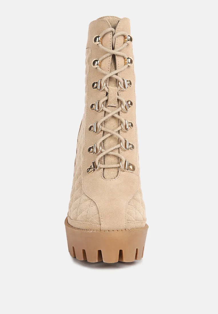Yoko Fine Suede Quilted Ankle Boots By Ruw