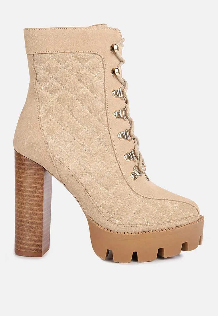 Yoko Fine Suede Quilted Ankle Boots By Ruw
